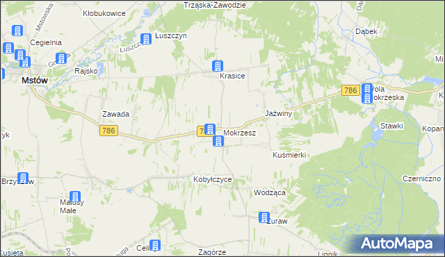 mapa Mokrzesz, Mokrzesz na mapie Targeo