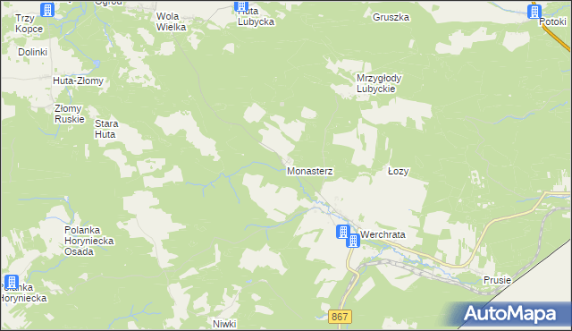 mapa Monasterz, Monasterz na mapie Targeo