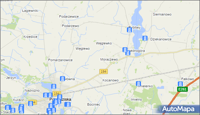 mapa Moraczewo gmina Łubowo, Moraczewo gmina Łubowo na mapie Targeo