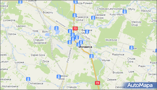 mapa Morawica powiat kielecki, Morawica powiat kielecki na mapie Targeo