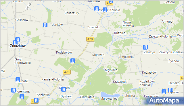 mapa Morawin gmina Ceków-Kolonia, Morawin gmina Ceków-Kolonia na mapie Targeo