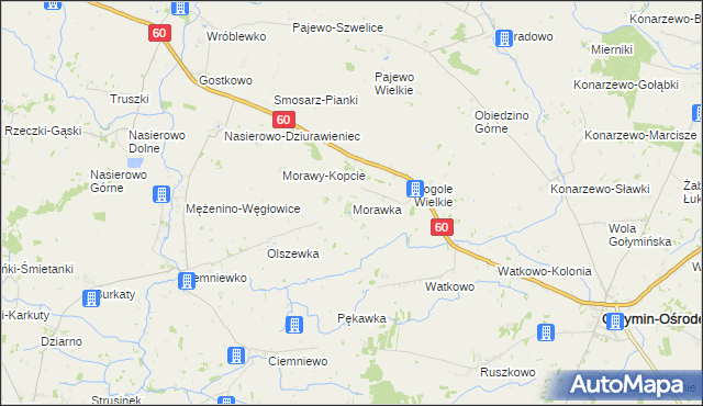 mapa Morawka gmina Gołymin-Ośrodek, Morawka gmina Gołymin-Ośrodek na mapie Targeo