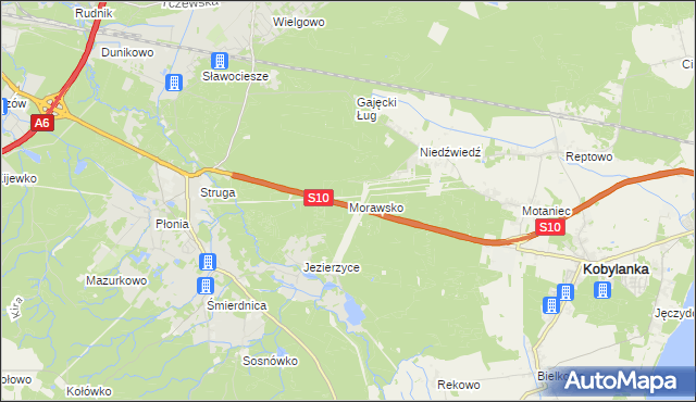 mapa Morawsko gmina Kobylanka, Morawsko gmina Kobylanka na mapie Targeo