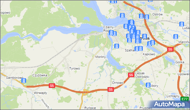 mapa Morliny, Morliny na mapie Targeo