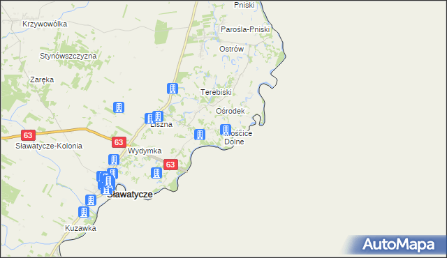 mapa Mościce Dolne, Mościce Dolne na mapie Targeo