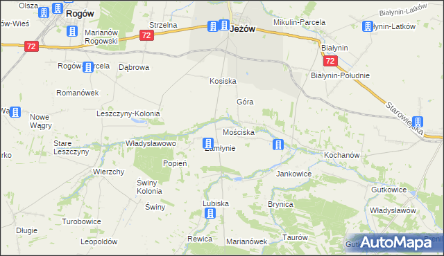 mapa Mościska gmina Jeżów, Mościska gmina Jeżów na mapie Targeo