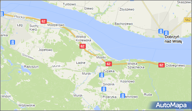 mapa Mostki gmina Włocławek, Mostki gmina Włocławek na mapie Targeo