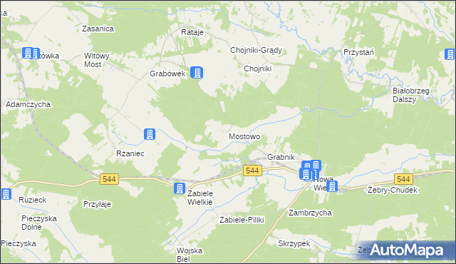 mapa Mostowo gmina Olszewo-Borki, Mostowo gmina Olszewo-Borki na mapie Targeo