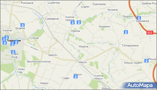 mapa Moszna gmina Jastków, Moszna gmina Jastków na mapie Targeo