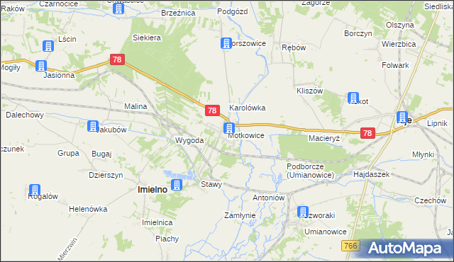 mapa Motkowice, Motkowice na mapie Targeo