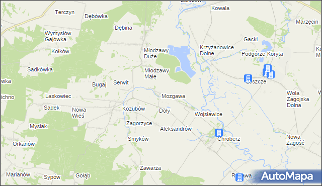 mapa Mozgawa, Mozgawa na mapie Targeo