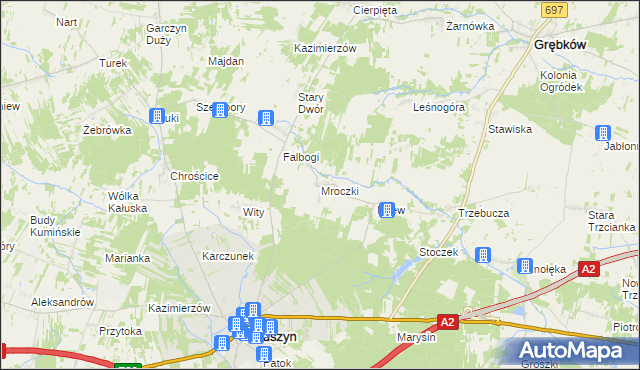 mapa Mroczki gmina Kałuszyn, Mroczki gmina Kałuszyn na mapie Targeo