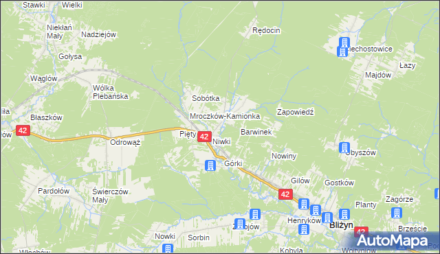 mapa Mroczków, Mroczków na mapie Targeo