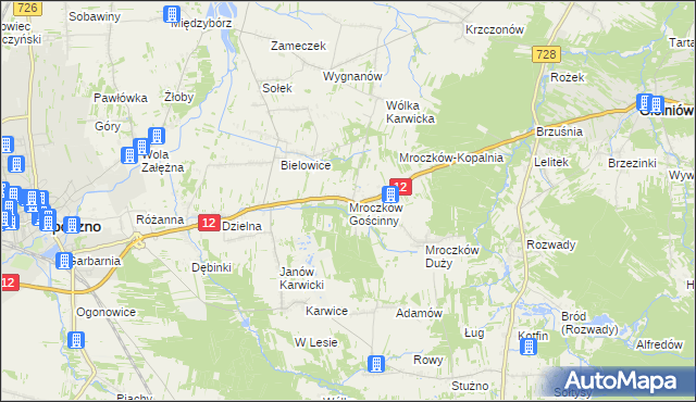 mapa Mroczków Gościnny, Mroczków Gościnny na mapie Targeo