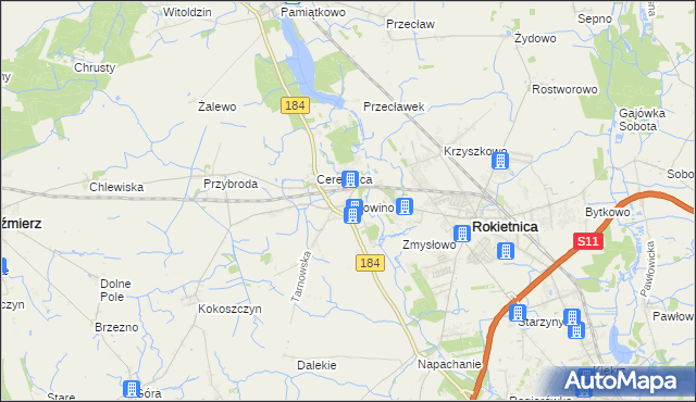 mapa Mrowino, Mrowino na mapie Targeo