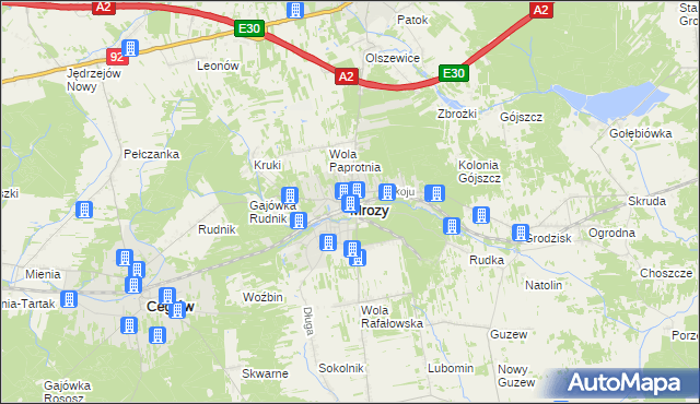 mapa Mrozy powiat miński, Mrozy powiat miński na mapie Targeo