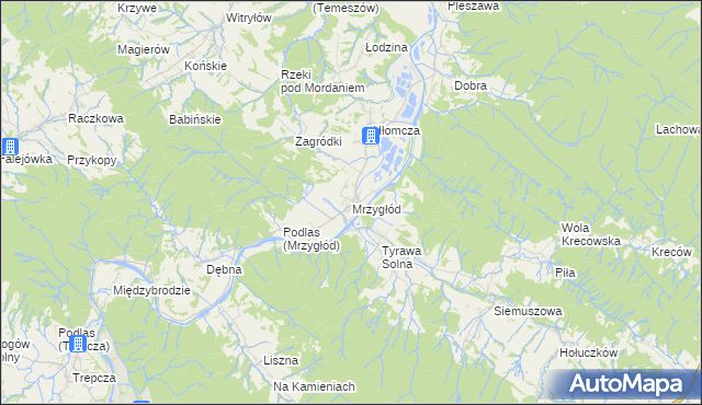 mapa Mrzygłód gmina Sanok, Mrzygłód gmina Sanok na mapie Targeo