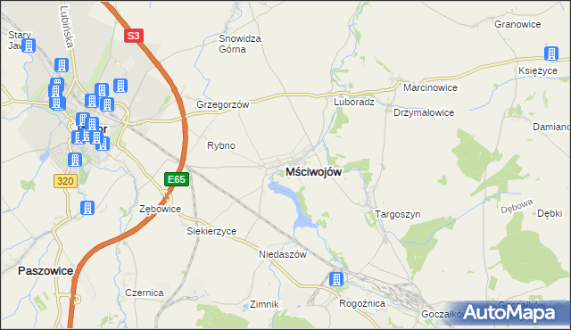 mapa Mściwojów, Mściwojów na mapie Targeo