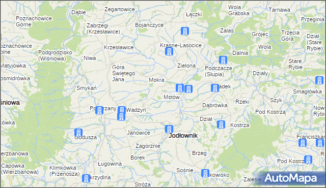 mapa Mstów gmina Jodłownik, Mstów gmina Jodłownik na mapie Targeo