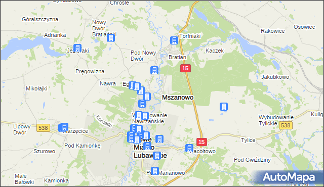 mapa Mszanowo, Mszanowo na mapie Targeo