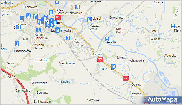 mapa Munina, Munina na mapie Targeo