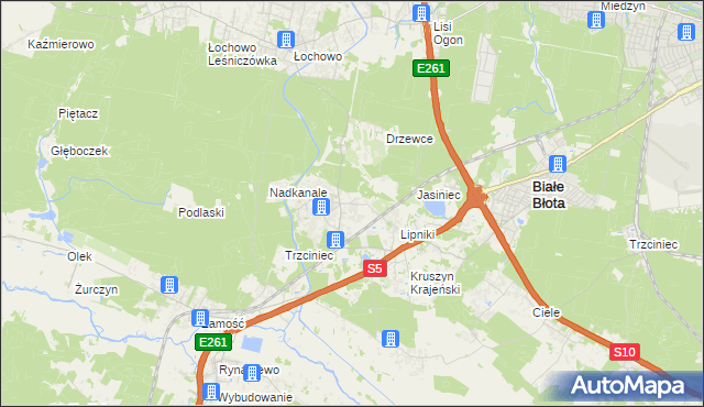 mapa Murowaniec gmina Białe Błota, Murowaniec gmina Białe Błota na mapie Targeo