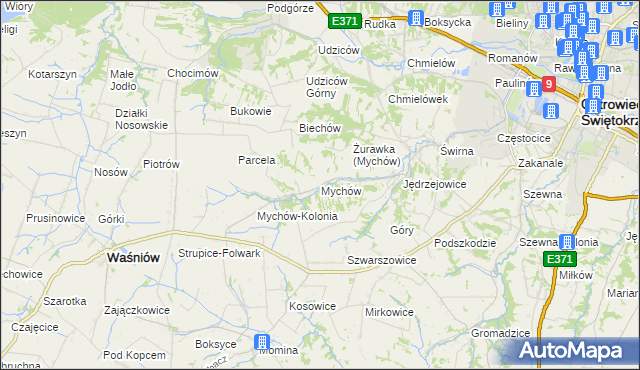 mapa Mychów, Mychów na mapie Targeo