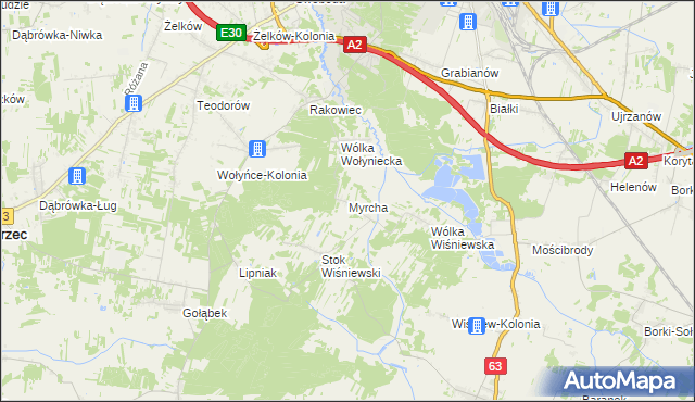 mapa Myrcha, Myrcha na mapie Targeo