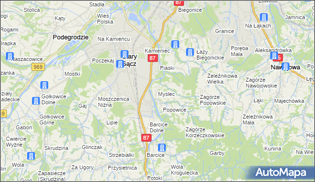 mapa Myślec, Myślec na mapie Targeo