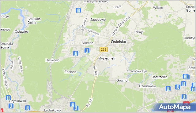 mapa Myślęcinek, Myślęcinek na mapie Targeo