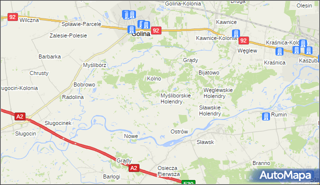 mapa Myśliborskie Holendry, Myśliborskie Holendry na mapie Targeo