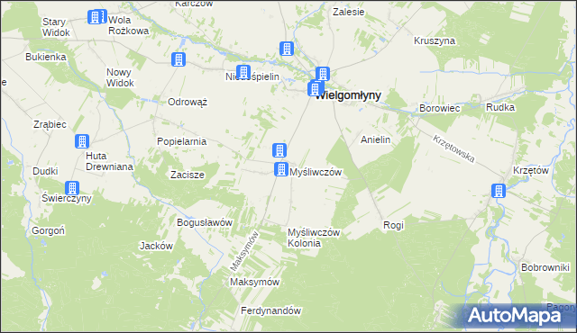 mapa Myśliwczów, Myśliwczów na mapie Targeo