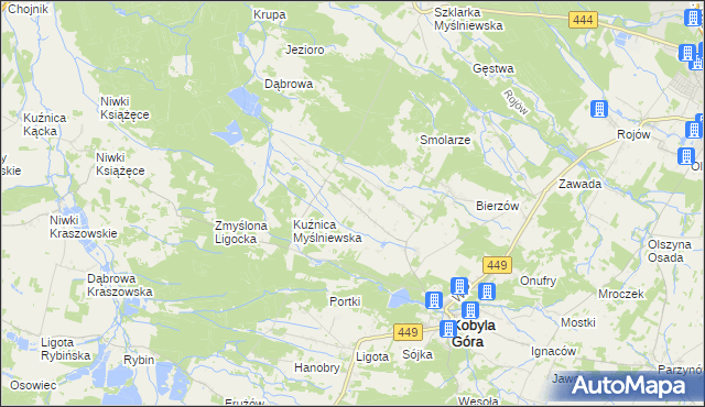 mapa Myślniew, Myślniew na mapie Targeo