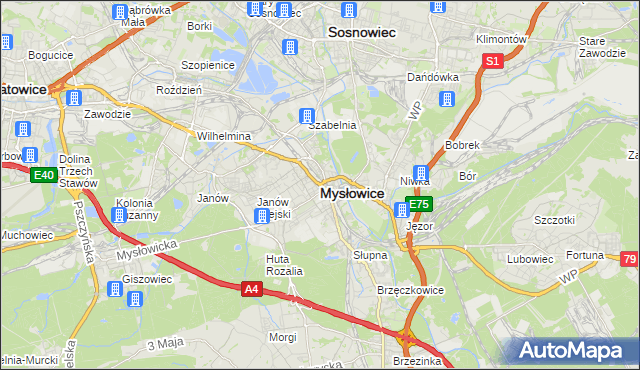 mapa Mysłowice, Mysłowice na mapie Targeo
