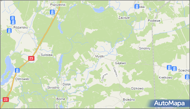 mapa Mystki gmina Lubiszyn, Mystki gmina Lubiszyn na mapie Targeo