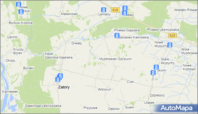 mapa Mystkówiec-Szczucin, Mystkówiec-Szczucin na mapie Targeo