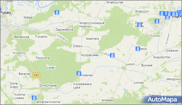 mapa Myszaków, Myszaków na mapie Targeo