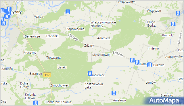 mapa Myszakówek, Myszakówek na mapie Targeo