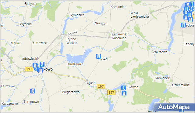 mapa Myszki gmina Kiszkowo, Myszki gmina Kiszkowo na mapie Targeo