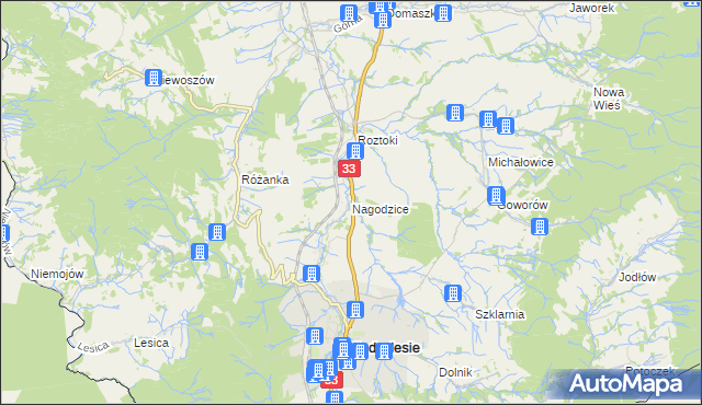 mapa Nagodzice, Nagodzice na mapie Targeo