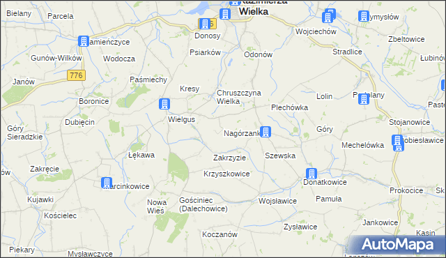 mapa Nagórzanki, Nagórzanki na mapie Targeo