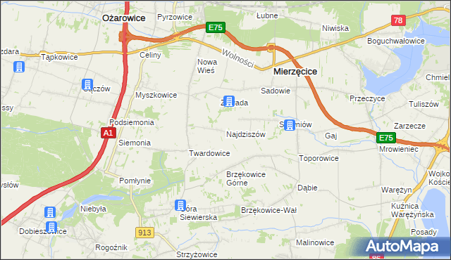 mapa Najdziszów, Najdziszów na mapie Targeo