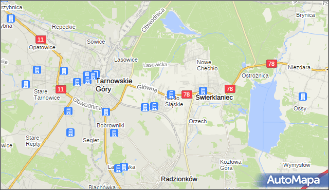 mapa Nakło Śląskie, Nakło Śląskie na mapie Targeo