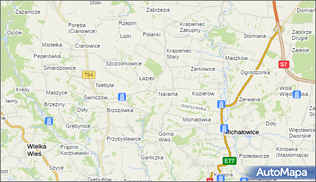 mapa Narama, Narama na mapie Targeo