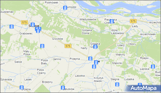 mapa Narty gmina Iłów, Narty gmina Iłów na mapie Targeo
