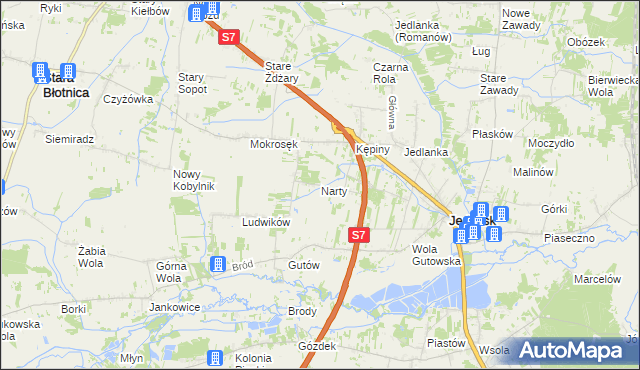 mapa Narty gmina Jedlińsk, Narty gmina Jedlińsk na mapie Targeo