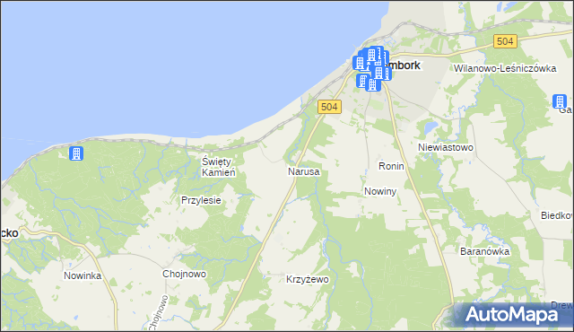 mapa Narusa, Narusa na mapie Targeo