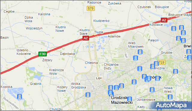 mapa Natolin gmina Grodzisk Mazowiecki, Natolin gmina Grodzisk Mazowiecki na mapie Targeo