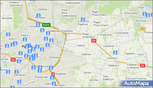 mapa Natolin gmina Jedlnia-Letnisko, Natolin gmina Jedlnia-Letnisko na mapie Targeo