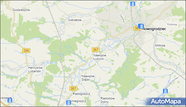 mapa Nawojów Łużycki, Nawojów Łużycki na mapie Targeo